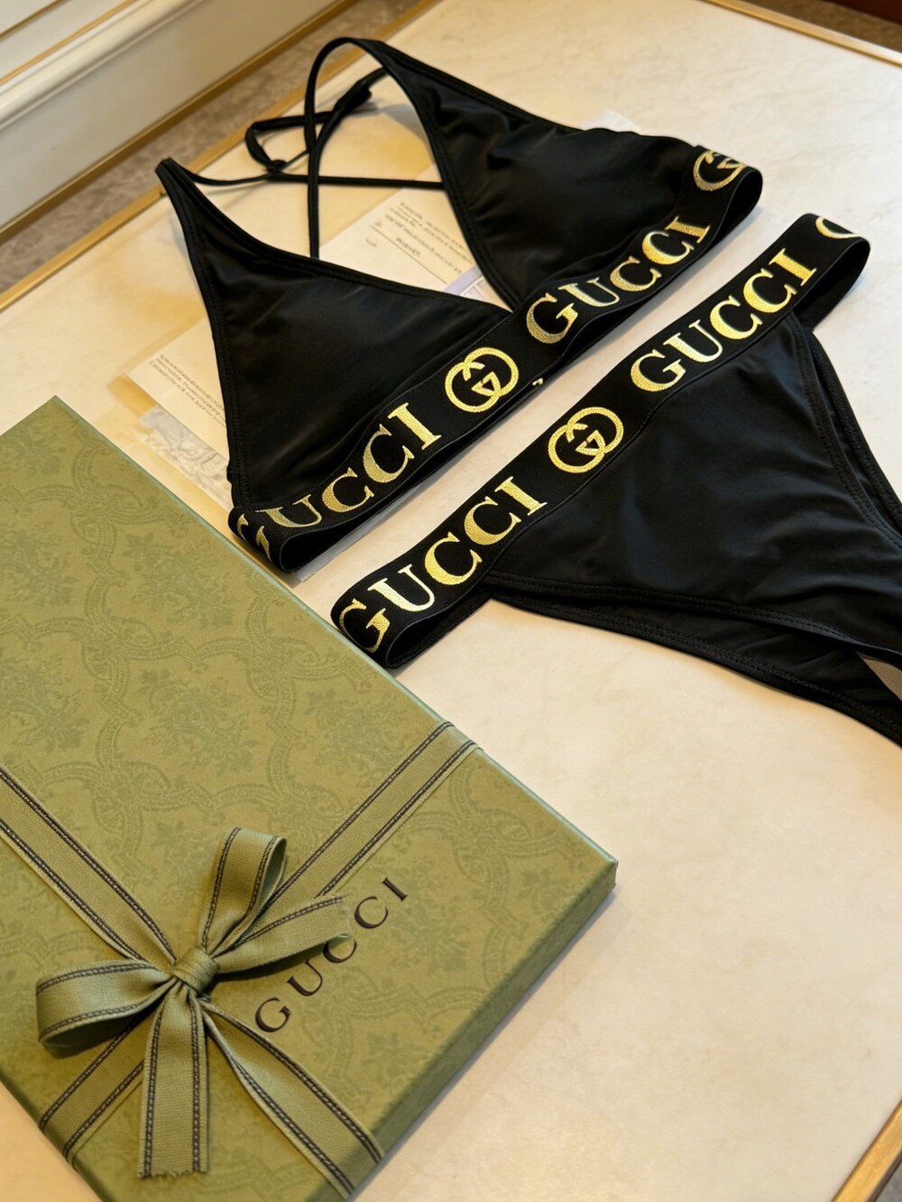 Gucci Black Tape Triangle Bikini Set - Picture 4 of 6